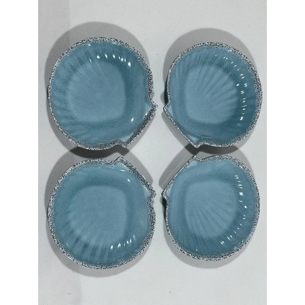 Tag Living Acrylic Seashell Plates Set‎ 4 Coastal Beach Dessert Appetizer Decor
